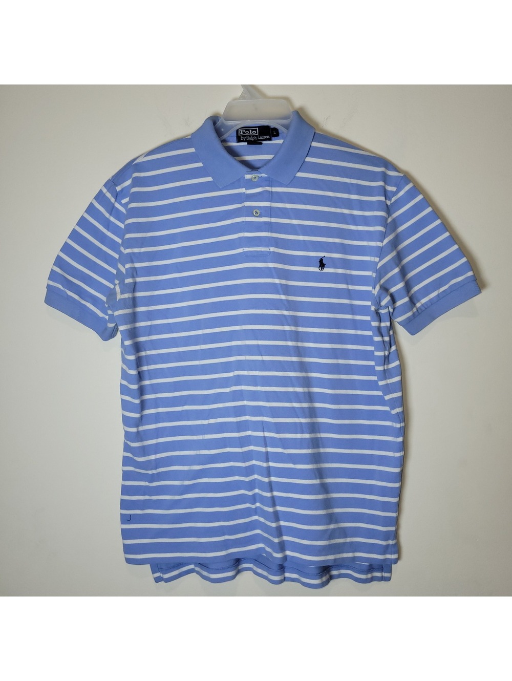 Polo Ralph Lauren Men's Blue White Stripe Short Sleeve Polo Shirt Size L Large